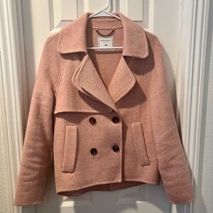 Pink Double-Breasted Wool Women's Jacket